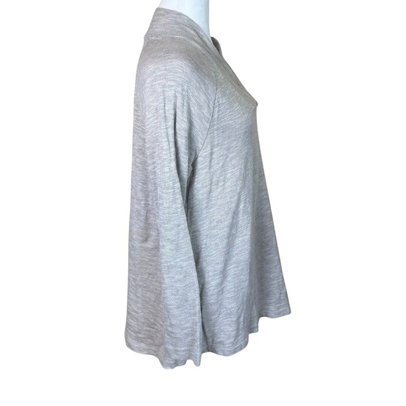 Pure Jill Gray Cotton Blend Sweater Medium Petite V-Neck Natural Organic Neutral - Picture 2 of 10